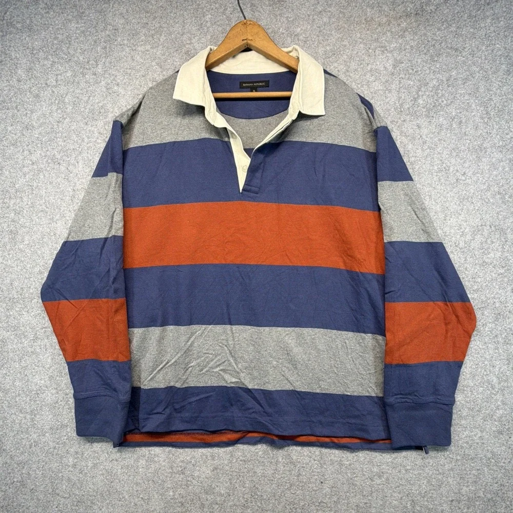 Vintage Banana Republic Rugby Shirt Mens XL Colorblock Striped